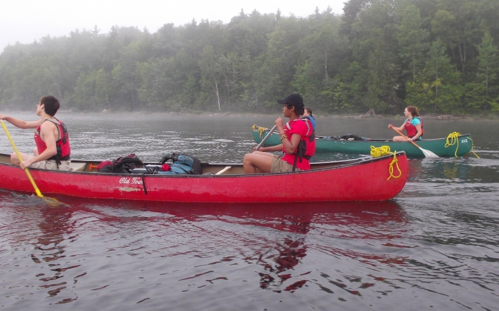 canoeing on outdoor leadership course